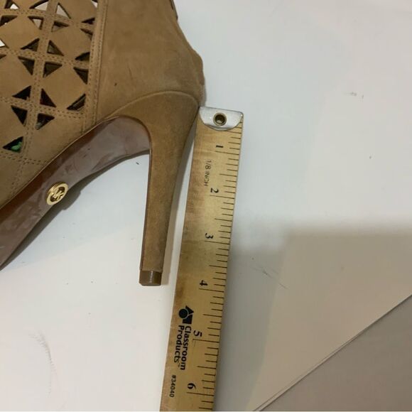 Michael Kors Tan Open Toe Suede Heeled Booties 7M - Picture 15 of 15